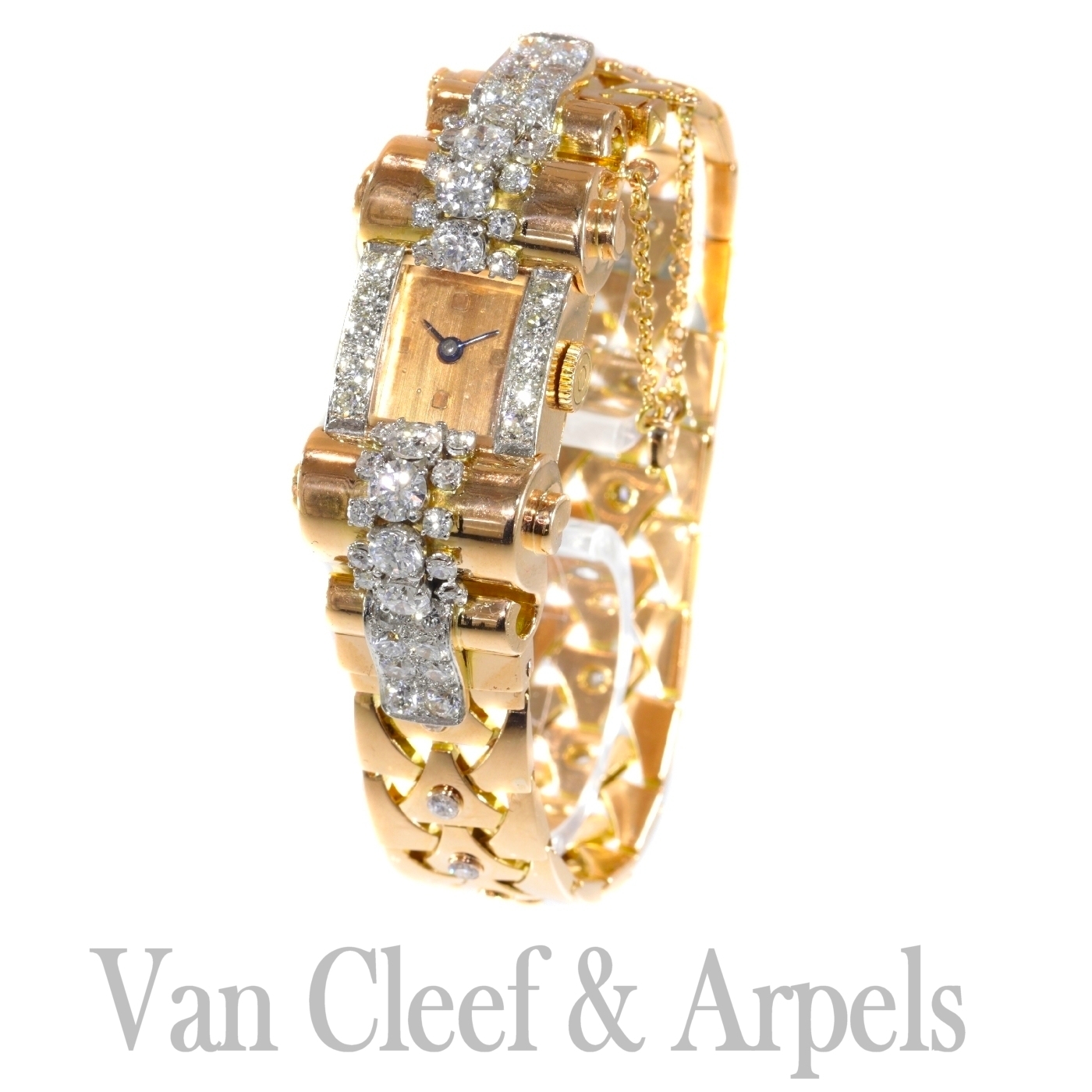 VCA Van Cleef and Arpels Vintage Retro gold diamond pink gold ladies watch